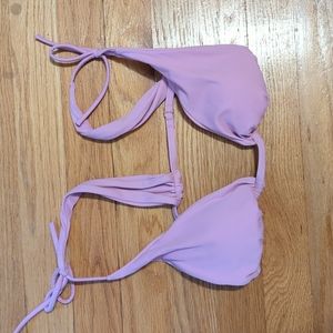Pink tie strap bikini top